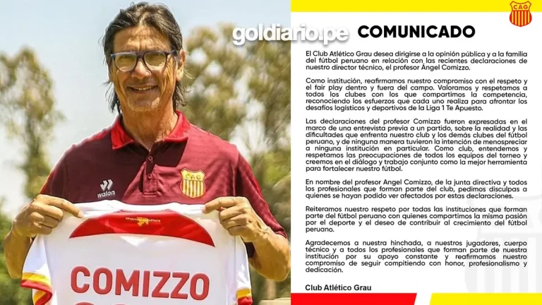 Atlético Grau se disculpa tras comentarios de Ángel Comizzo:  «Hay equipos grandes que lloran por los viajes»